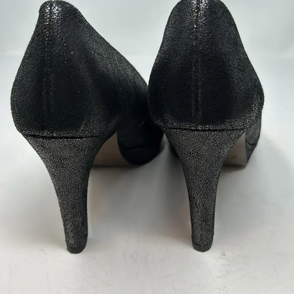 Paul Green Women's Shimmery Black Leather Pumps 4 Inch Heels Size 7